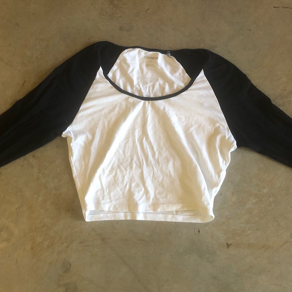 Express long sleeve ‘baseball’ crop top